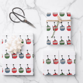 Hoja De Papel De Regalo Ilustracion del elevador de esquí retro