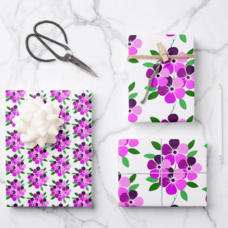 Hoja De Papel De Regalo Ilustracion floral con flores moradas y rosas