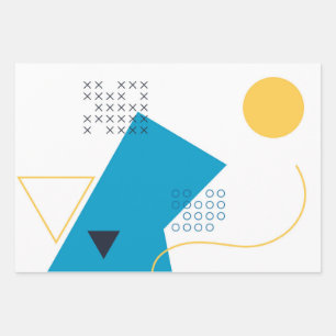 Hoja De Papel De Regalo Ilustracion Memphis moderno, fresco y geométrico