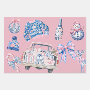 Hoja De Papel De Regalo Ilustraciones del Coquette Chinoiserie Navidades