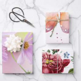 Hoja De Papel De Regalo Imagen personalizada y acuarela de flor rosa