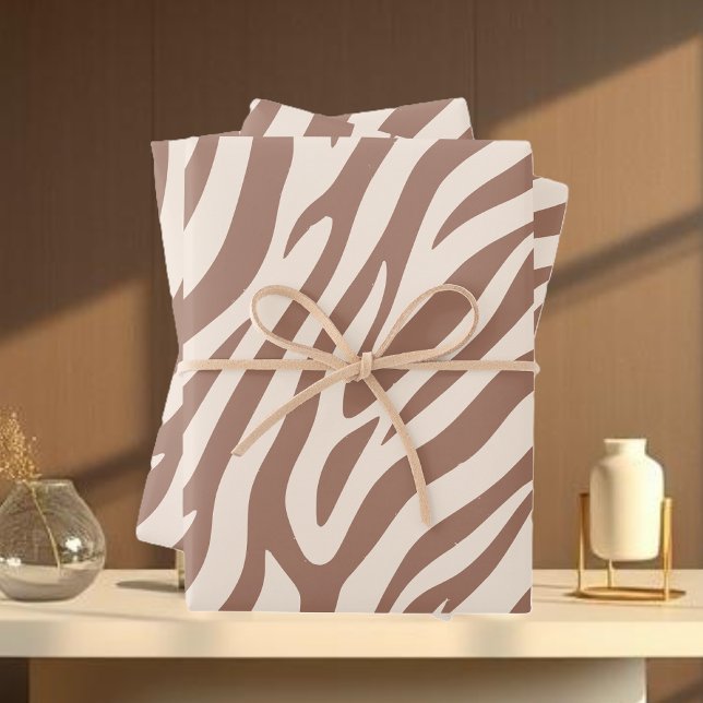 Hoja De Papel De Regalo Impresión cebra-mousse Mocha (Zebra Print-Mocha Mousse Wrapping Paper Sheets)