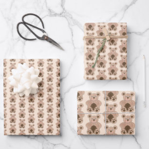 Hoja De Papel De Regalo Impresión de animales de osito de peluche de peluc