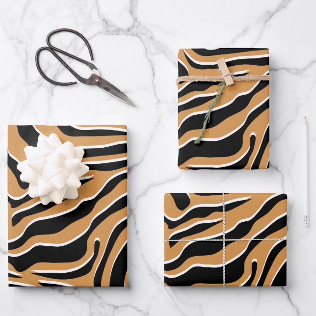 Hoja De Papel De Regalo Impresión de animales salvajes tigre (Anverso)
