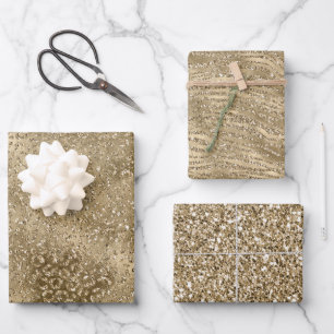Hoja De Papel De Regalo Impresión de cebra de leopardo del Purpurina Gold 