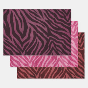 Hoja De Papel De Regalo Impresión de cebra roja rosada de Borgoña