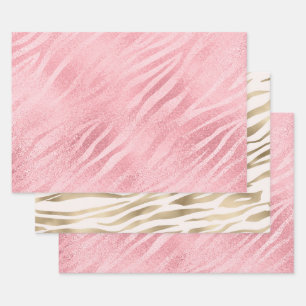 Hoja De Papel De Regalo Impresión de cebra rosa Glam