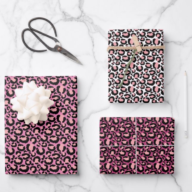 Hoja De Papel De Regalo Impresión de chitas rosadas (Anverso)