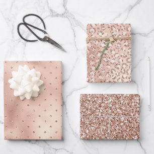 Hoja De Papel De Regalo Impresión de leopardo de puntos de Purpurina de gl