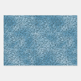 Hoja De Papel De Regalo Impresión de leopardo del Purpurina azul turquesa 