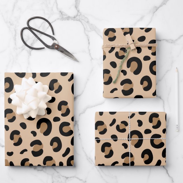 Hoja De Papel De Regalo Impresión de leopardo, puntos, leopardo marrón (Anverso)