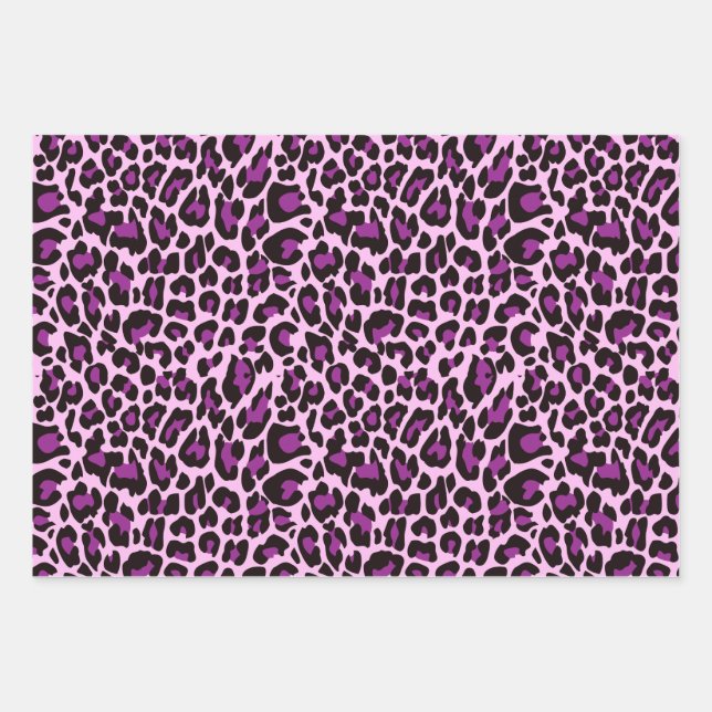 Hoja De Papel De Regalo Impresión de leopardo púrpura (Anverso)