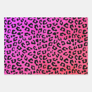 Hoja De Papel De Regalo Impresión de leopardo rosa y negro