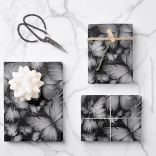 Hoja De Papel De Regalo Impresión de mariposas grises