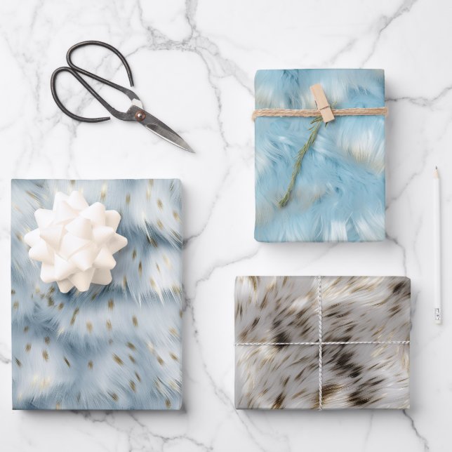 Hoja De Papel De Regalo Impresión de oro azul (Anverso)