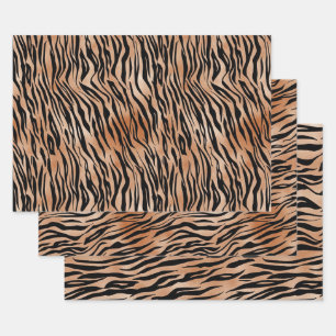 Hoja De Papel De Regalo Impresión de tigre de Naranja negro