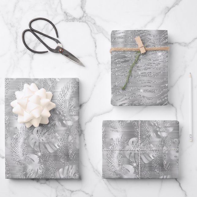 Hoja De Papel De Regalo Impresión de un animal brillante de vidrio platead (Anverso)