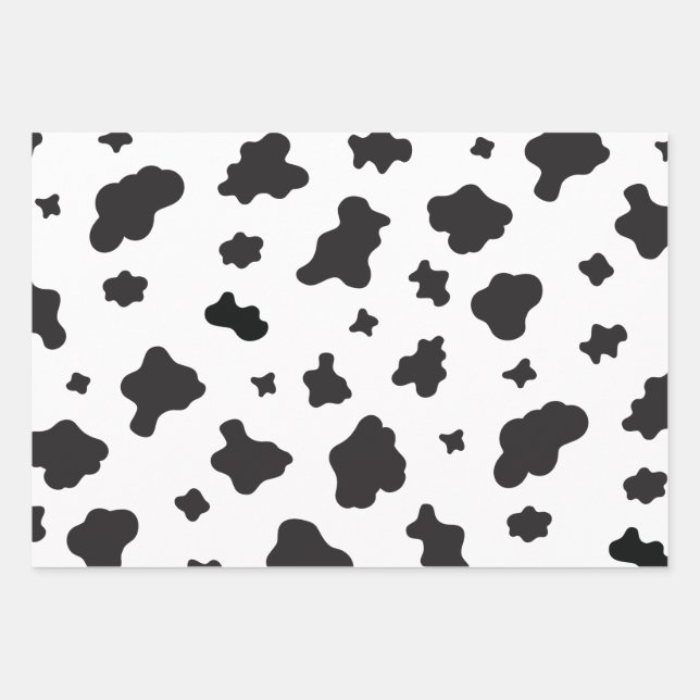 Hoja De Papel De Regalo Impresión de vaca en blanco y negro (Anverso)