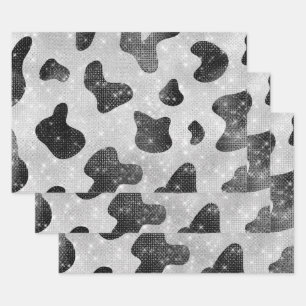 Hoja De Papel De Regalo Impresión de vaca en las secuencias de Purpurinas 