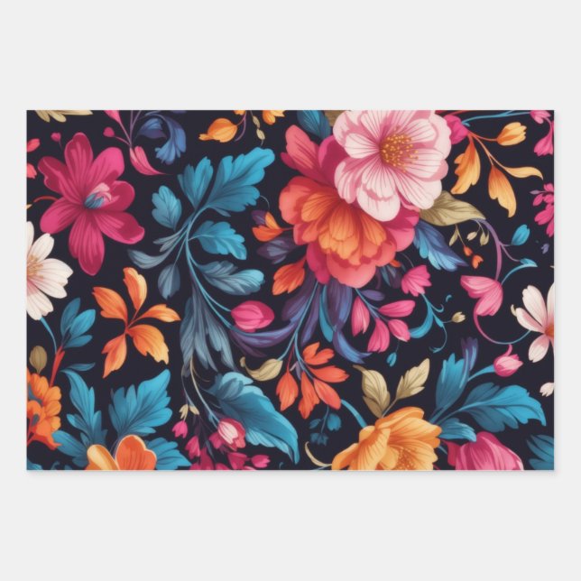 Hoja De Papel De Regalo Impresión floral (Anverso)