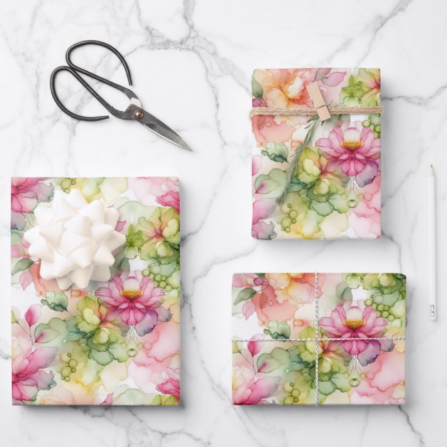 Hoja De Papel De Regalo Impresión Med de Ilustracion de tinta para alcohol (Anverso)