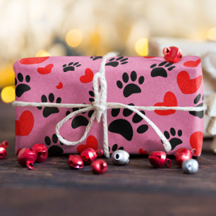 Hoja De Papel De Regalo Impresiones Al Azar De Papas De Perro Y Corazones 