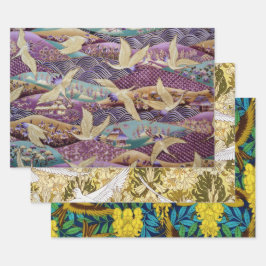 HOJA DE PAPEL DE REGALO IMPRESIONES DE DECORACIÓN DE AVES DE VINTAJE