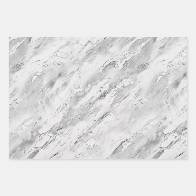 Hoja De Papel De Regalo Impresiones de mármol majestuoso gris (Anverso)