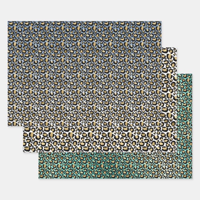 Hoja De Papel De Regalo Impresiones de Ombre Leopard (Set)