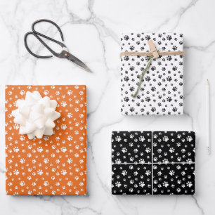 HOJA DE PAPEL DE REGALO IMPRESIONES DE PAW DEL MASCOTA DEL PERRO BLANCO NE
