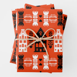 Hoja De Papel De Regalo Imprimir arte folclórico holandés en los Países Ba