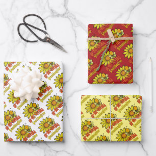 Hoja De Papel De Regalo Increíble nieta girasoles y abejas