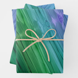 Hoja De Papel De Regalo Índigo intenso, verde profundo y amatista