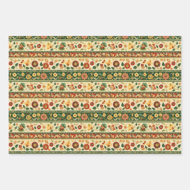 Hoja De Papel De Regalo Indio floral tradicional (Anverso)