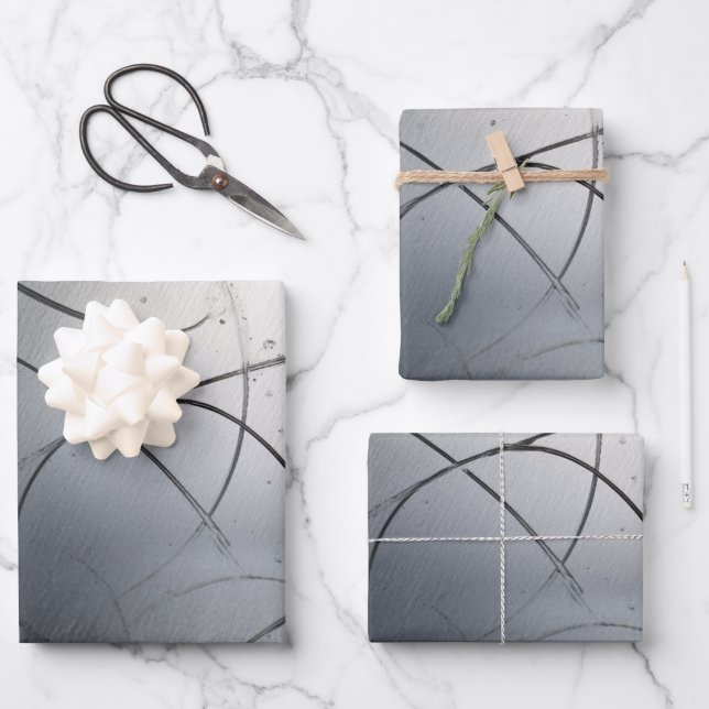 Hoja De Papel De Regalo Industrial Brushed Metal Texture with Scratches (Anverso)