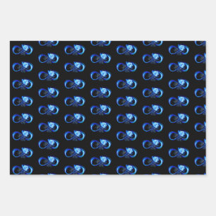 Hoja De Papel De Regalo Infinito brillante con rosa azul