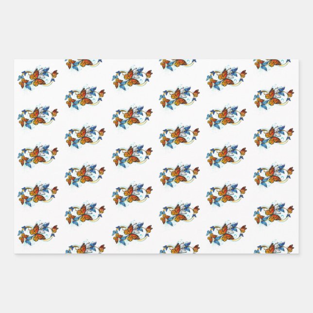 Hoja De Papel De Regalo Infinity of Monarch Butterflies (Anverso)