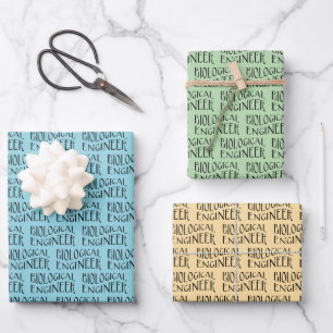 Hoja De Papel De Regalo Ingeniero Biológico Gray Wavy Textos