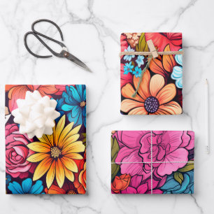 Hoja De Papel De Regalo Inspiración en la Vintage floral autista de colore