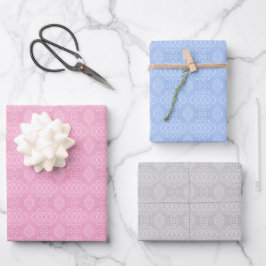 HOJA DE PAPEL DE REGALO INTRICAR PATRONES DE GRIS AZUL ROJO