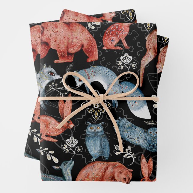 Hoja De Papel De Regalo  Intricate woodland animals pattern (In situ)