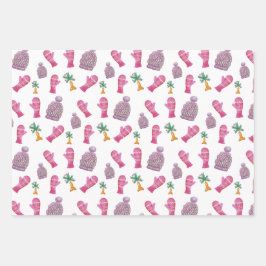 Hoja De Papel De Regalo Invernal acuarela Ilustración Rosa