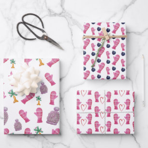 Hoja De Papel De Regalo Invernal acuarela Ilustración Rosa