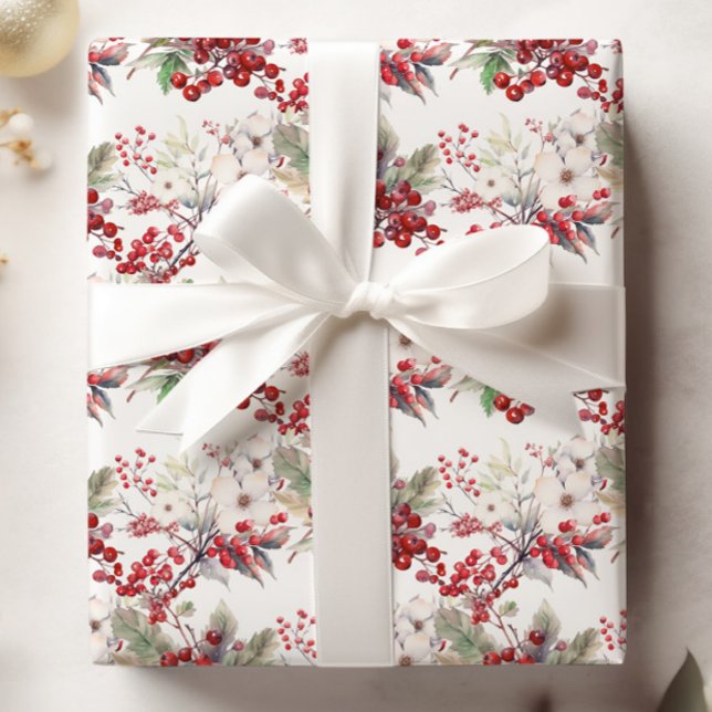 HOJA DE PAPEL DE REGALO INVIERNO BERRIES NAVIDADES GIFT WRAPPER PAPER (WINTER BERRIES CHRISTMAS GIFT WRAPPING PAPER)
