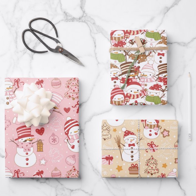 Hoja De Papel De Regalo Invierno/Navidades lindo (Anverso)