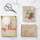 Hoja De Papel De Regalo Invierno Vintage Merry Christmas Pine Tree Red<br><div class="desc">Este minimalista y sencillo invierno Merry Christmas Pine Tree Red Glass Balls Papel envuelto en tonos beige,  rojo y verde es perfecto para preparar regalos para esta temporada de saludos de vacaciones</div>