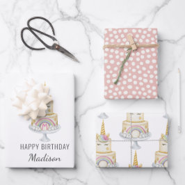 Hoja De Papel De Regalo Invitación a Chica de primer cumpleaños de Waterco