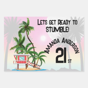 Hoja De Papel De Regalo Invitación al atardecer de palmeras de las islas t