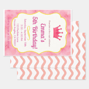 Hoja De Papel De Regalo Invitación de cumpleaños de la corona rosa zazzl