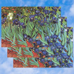 Hoja De Papel De Regalo Irises de Vincent van Gogh, Arte de Jardín Vintage<br><div class="desc">Irises (1889) de Vincent van Gogh es un bello arte vintage post impresionsionismo paisaje floral con un jardín con iris morado barbudo cultivado por amapolas naranjas. Una sola flor blanca de iris está floreciendo al borde. Sobre el artista: Vincent Willem van Gogh (1853-1890) fue uno de los pintores más famosos...</div>